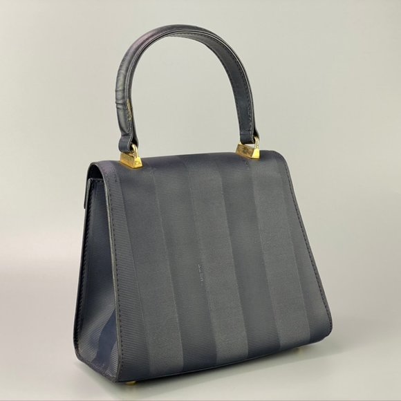 Authentic Vintage FENDI Mini Navy Pequin 2Way Bag - Picture 3 of 8